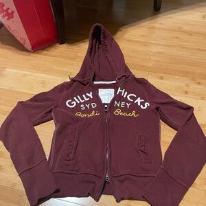 Gilly Hicks Burgundy Hoodie with White and Yellow Accents
